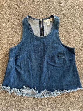 Guess Denim Sleeveless Raw Hem Tank Top